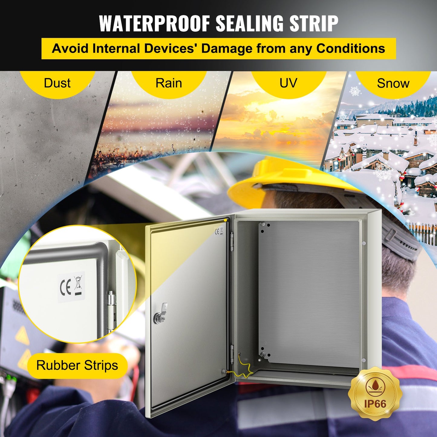 NEMA Steel Enclosure, 50x40x20 cm NEMA 4X Steel Electrical Box, IP66 Waterproof & Dustproof, Outdoor/Indoor Electrical Junction Box, with Mounting Plate