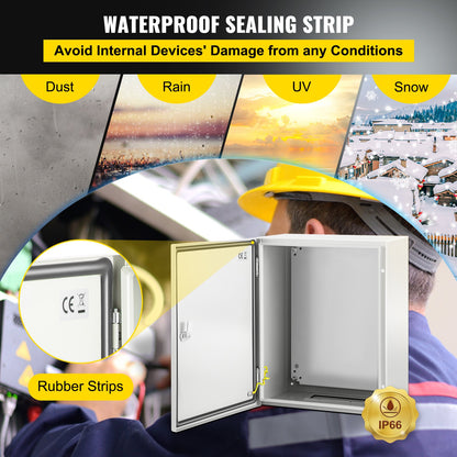 NEMA stålkapsling, 50x40x25 cm NEMA 4X stålelbox, IP66 vattentät och dammtät, kopplingsdosa för utomhus-/inomhusbruk, med monteringsplatta