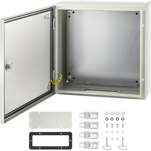 NEMA Steel Enclosure, 50x50x15 cm NEMA 4X Steel Electrical Box, IP66 Waterproof & Dustproof, Outdoor/Indoor Electrical Junction Box, with Mounting Plate