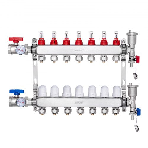 7-Branch Radiant Heat Manifold 1.27 cm PEX Tubing Floor Heating Manifold Set