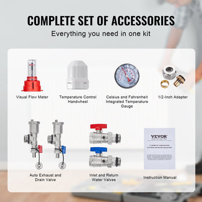 7-Branch Radiant Heat Manifold 1.27 cm PEX Tubing Floor Heating Manifold Set