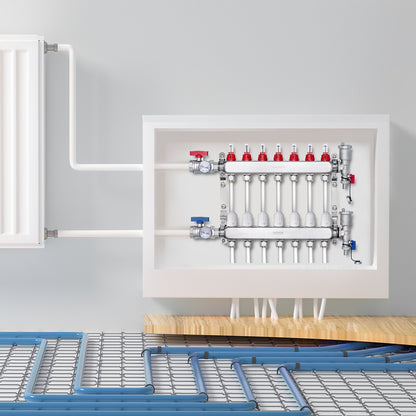 7-Branch Radiant Heat Manifold 1.27 cm PEX Tubing Floor Heating Manifold Set