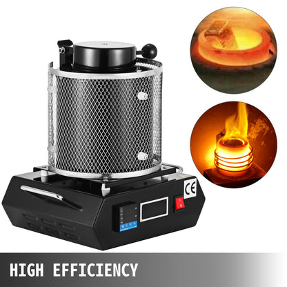Gold Melting Furnace, 1350W, 1150℃ Max Temperature, Digital Electric Melting Furnace Machine, with 1 kg Ceramic Crucible, for Casting Refining Precious Metals, Melts Gold, Silver, Aluminum