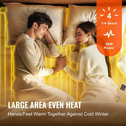 Heated Mattress Pad, 150 x 80 cm, Electric Bed Warmer with 4 Heat Settings Control, 12-Hour Timer, 8-Hour Auto Off,Deep All Around Elastic Pocket Brushed Fabric Electric Mattress Sheets