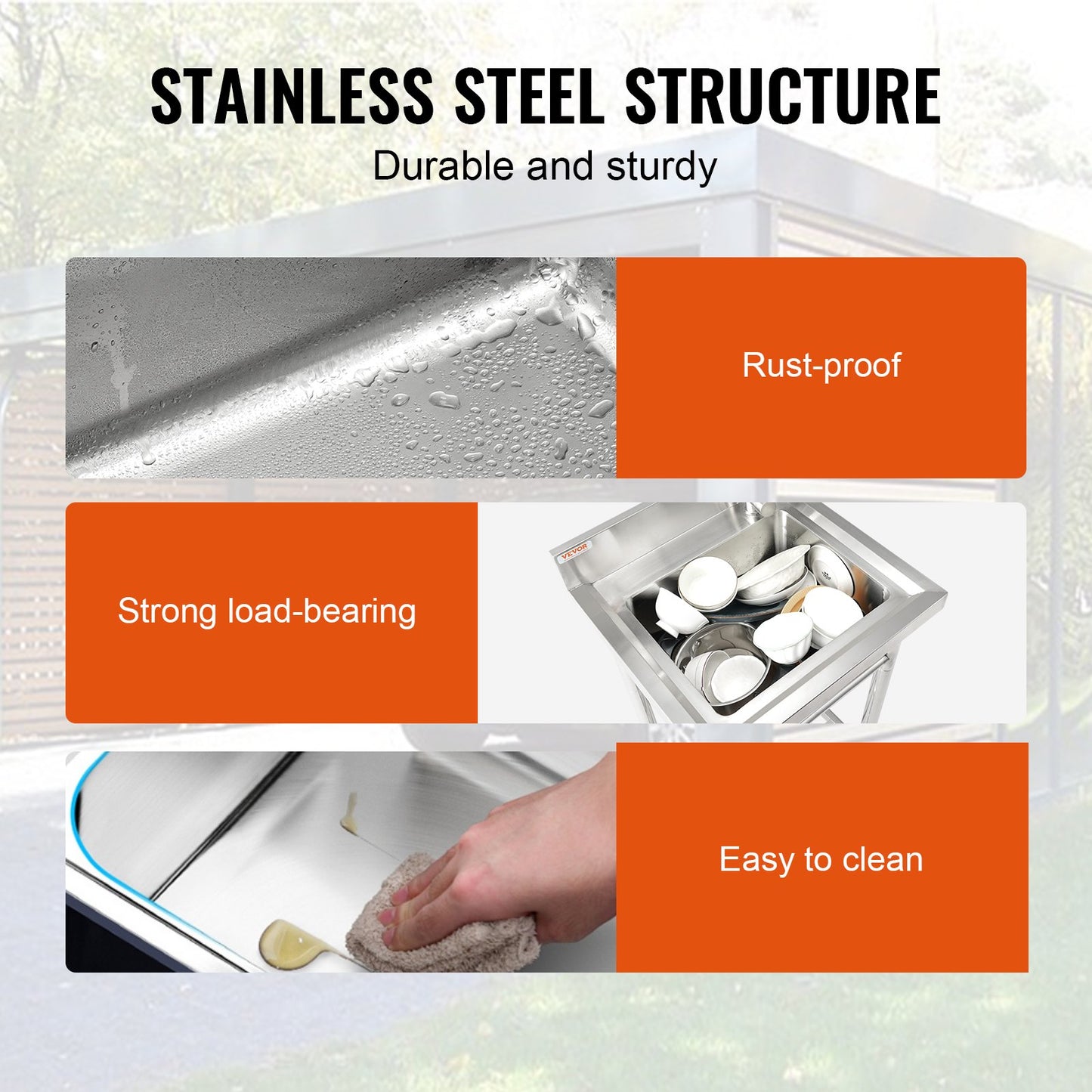 Stainless Steel Utility Sink, 1 Compartment Free Standing Small Sink Include Faucet & legs, 40.6 x 33 x 22.1 cm Commercial Single Bowl Sinks for Garage, Restaurant, Kitchen, Laundry, NSF Certified