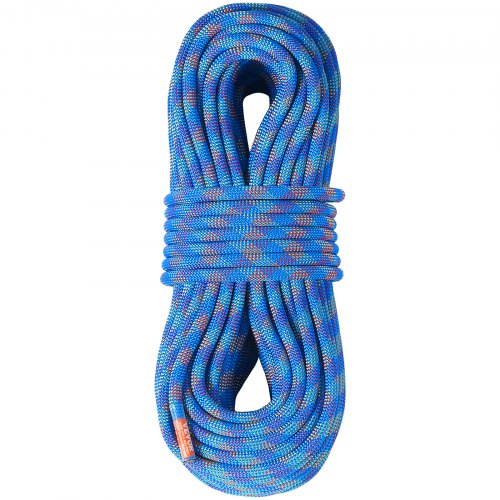 10.2mm Dynamic Climbing Rope, 70M(230ft) Outdoor Rock Climbing Rope 25KN Breaking Tension, Stretchable Fiber Rope with Steel Snap Hooks for Escape, Rappelling, Fire Rescue, Blue