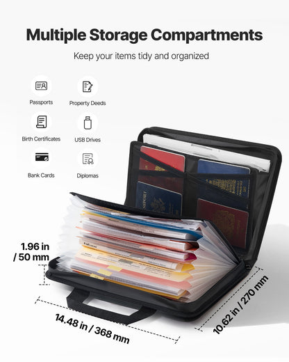 Fireproof Document Bag, 1000 ℃ Heat Insulated Fireproof & Waterproof Bag, Portable Multi-Layer File Storage Security Organizer Home Office Travel Use, for Passports, Important Documents, Files