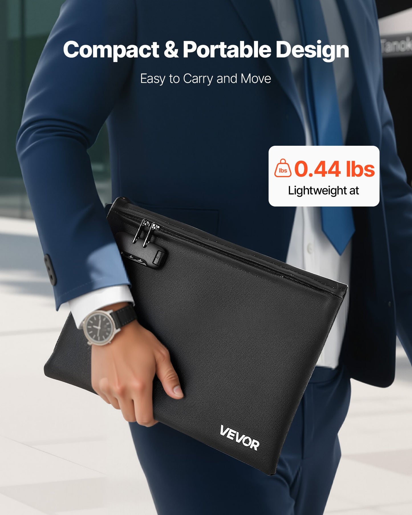 Fireproof Document Bag, 1000 ℃ Heat Insulated Fireproof & Waterproof Bag with Lock, Portable File Storage Security Organizer Home Office Travel Use, for Passports, Important Documents & Files