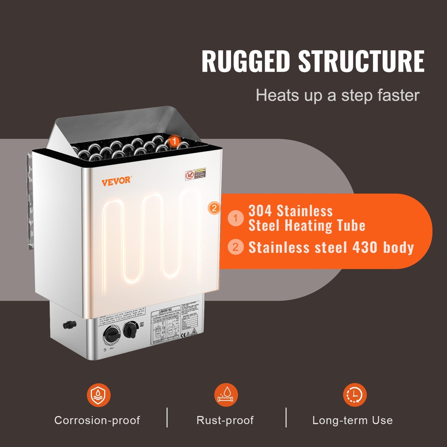 Sauna Heater, 8KW Electric Sauna Stove, 400V 3N Portable Indoor/Outdoor Sauna Heater with 3h Timer, Built-In Controls for 8-12 m³ Home, Commercial Hotel Spa Shower, Durable Stainless Steel 430