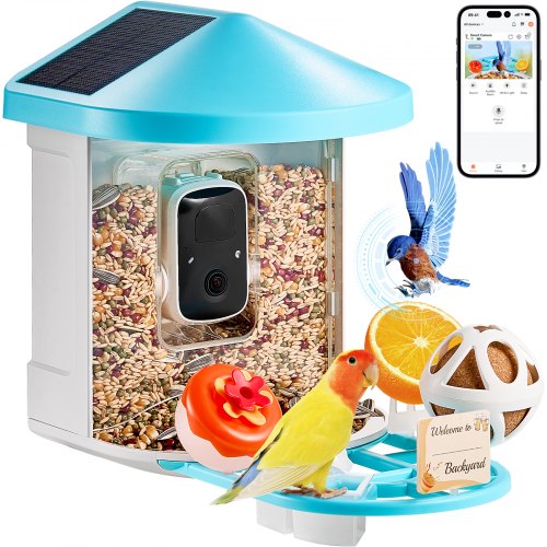 Smart Bird Feeder with Camera, 2K HD AI Identify 10000+ Bird Species, Solar-Powered Bird Watching Camera with Auto Capture & Instant Notify, Wireless Outdoor Gift for Bird Lover (3 Solar Panels)