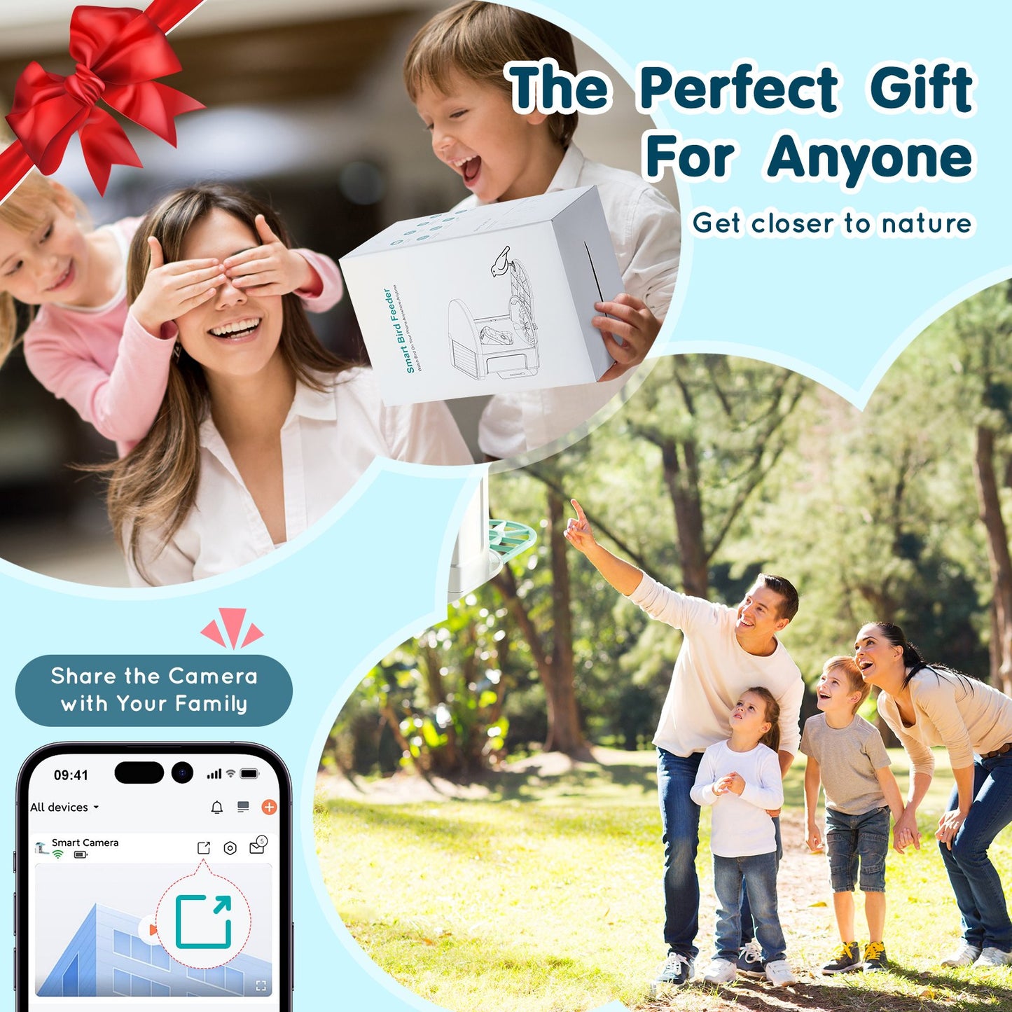 Smart Bird Feeder with Camera, 2K HD AI Identify 10000+ Bird Species, Solar-Powered Bird Watching Camera with Auto Capture & Instant Notify, Wireless Outdoor Gift for Bird Lover (2 Solar Panels)