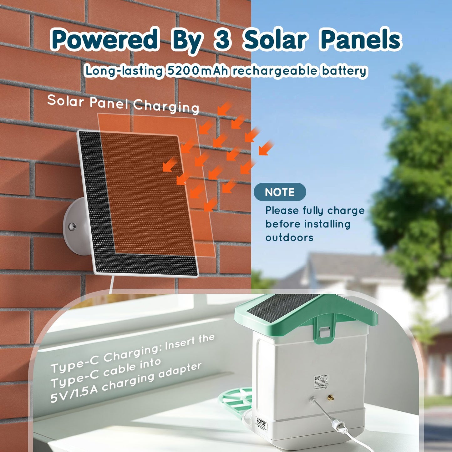 Smart Bird Feeder with Camera, 2K HD AI Identify 10000+ Bird Species, Solar-Powered Bird Watching Camera with Auto Capture & Instant Notify, Wireless Outdoor Gift for Bird Lover (3 Solar Panels)