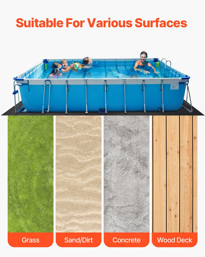 Rektangulär poolmatta, 3,6 x 7,2 m poolmatta för ovanmarkspooler, extra tjock poolmatta, förhindrar punkteringar, underlag av återvunnet geotextilmaterial, förlänger fodrets livslängd