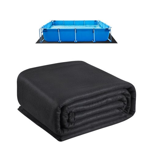 Rektangulärt poolfoder, 4,6 x 9,6 m för ovanmarkspooler, extra tjock poolmatta, förhindrar punkteringar, underlag av återvunnet geotextilmaterial, förlänger fodrets livslängd