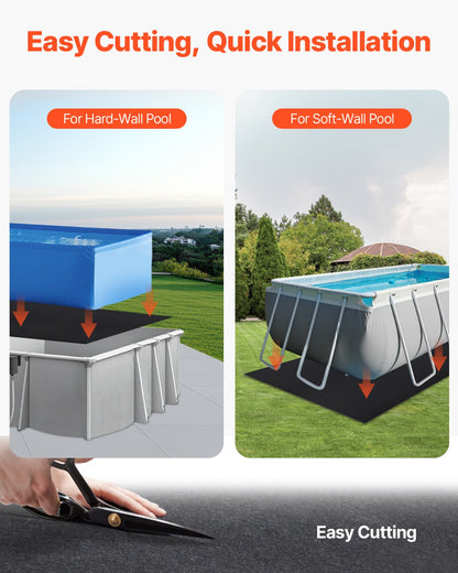 Rektangulärt poolfoder, 4,6 x 9,6 m för ovanmarkspooler, extra tjock poolmatta, förhindrar punkteringar, underlag av återvunnet geotextilmaterial, förlänger fodrets livslängd