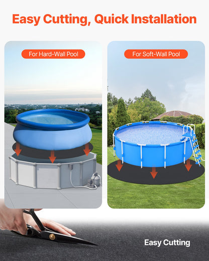 7,5 m rund poolmatta, poolmatta för ovanmarkspooler, extra tjock poolmatta, förhindrar punkteringar, underlag av återvunnet geotextilmaterial, förlänger fodrets livslängd