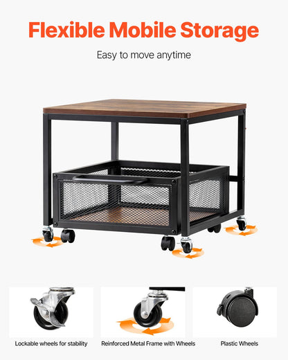 Minikylskåpsställ med förvaring, 198 lbs minikylskåpsbord med flyttbar förvaringsvagn och svängbara hjul, dryckeskylskåpsställ för kaffebar, minikylskåpsorganisatör för studenthem, ljusbrun