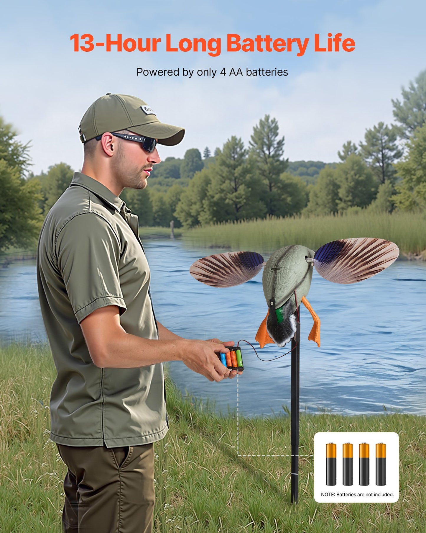 Snurrande vingrörelse för ankor, krickiga lockbeten för utomhusjakt, flytande anka för pool, damm och sjö, realistiskt plastjaktlockbete för ankor, trädgårdsdekoration, lätt att bära, 1-pack