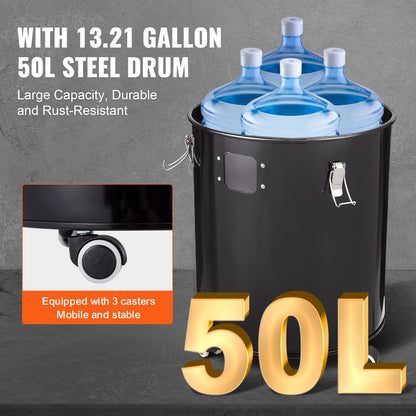 Cyclone Dust Separator with Metal Tank, 4" Retrofit Cyclone Separator for Dust Collectors, ABS Dust Deputy With 2" Hole O.D. Connector & Hose for Wet/Dry Shop Vacuums, Fits 50L Tank