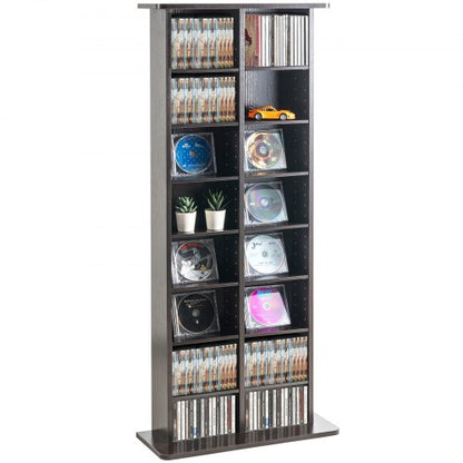Media Storage Cabinet, 8-layer DVD Shelf Holds up to 464 CDs, Adjustable CD Shelves 16 Compartments, Protects & Organizes Music, Movie, Video Games or Memorabilia Collections, Espresso