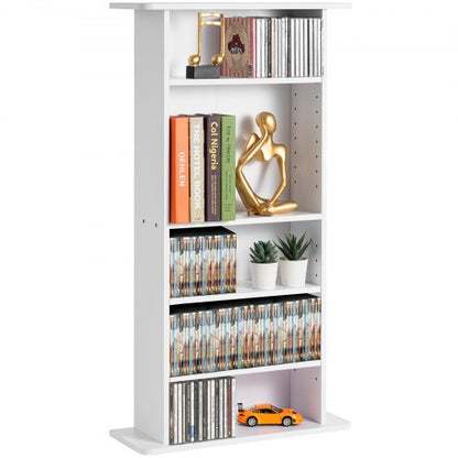 Media Storage Cabinet, 5-layer DVD Shelf Holds up to 240 CDs, Adjustable CD Shelves, Protects & Organizes Music, Movie, Video Games or Memorabilia Collections, White