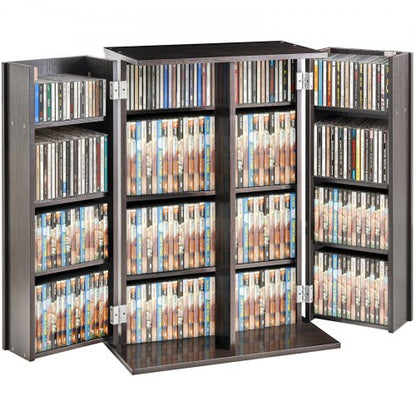Media Storage Cabinet, DVD Cabinet with Doors and Shelves, CD Storage Holds up to 576 CDs, Adjustable DVD Shelf, Protects & Organizes Music, Movie, Video Games or Collections-Espresso