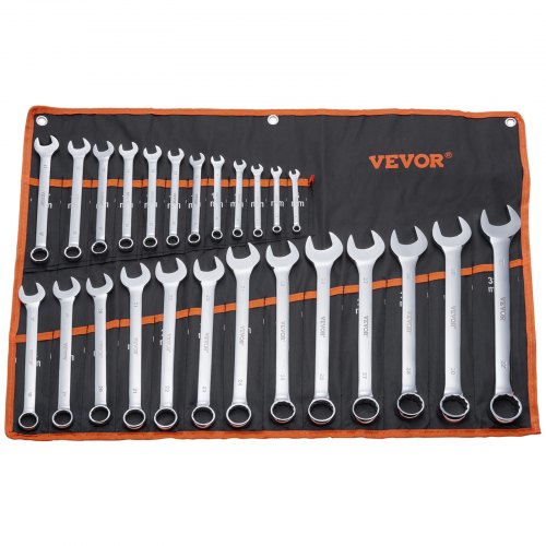 Combination Wrench Set, 25-Piece Open End Wrench Set with Roll-up Pouch, Carbon Steel Wrench Set Metric 6 mm to 32 mm, Ideal for General Household, Garage, Workshop, Auto Repairs, Emergency