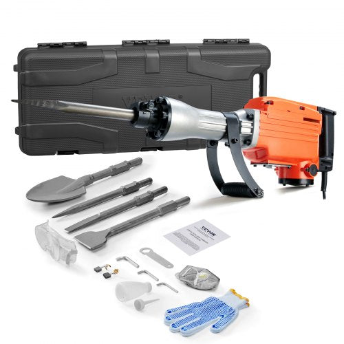 Demolition Jack Hammer Concrete Breaker 2200W Electric Hammer 4 Chisel Bits
