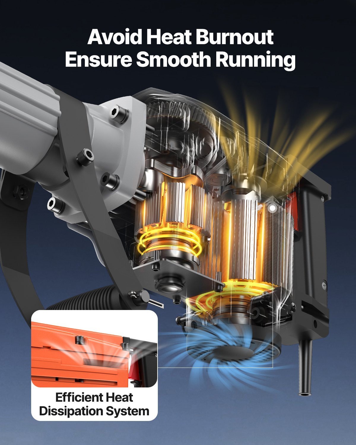 Demolition Jack Hammer Concrete Breaker 2200W Electric Hammer 6 Chisel Bits