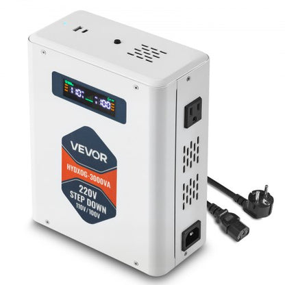 Step Down Voltage Converter, 3000VA, Heavy Duty Voltage Power Converter, 220V to 110V Power Transformer, with 2 US Outlets, USB Output, LCD Display, Temperature Protection, for 110V Appliances