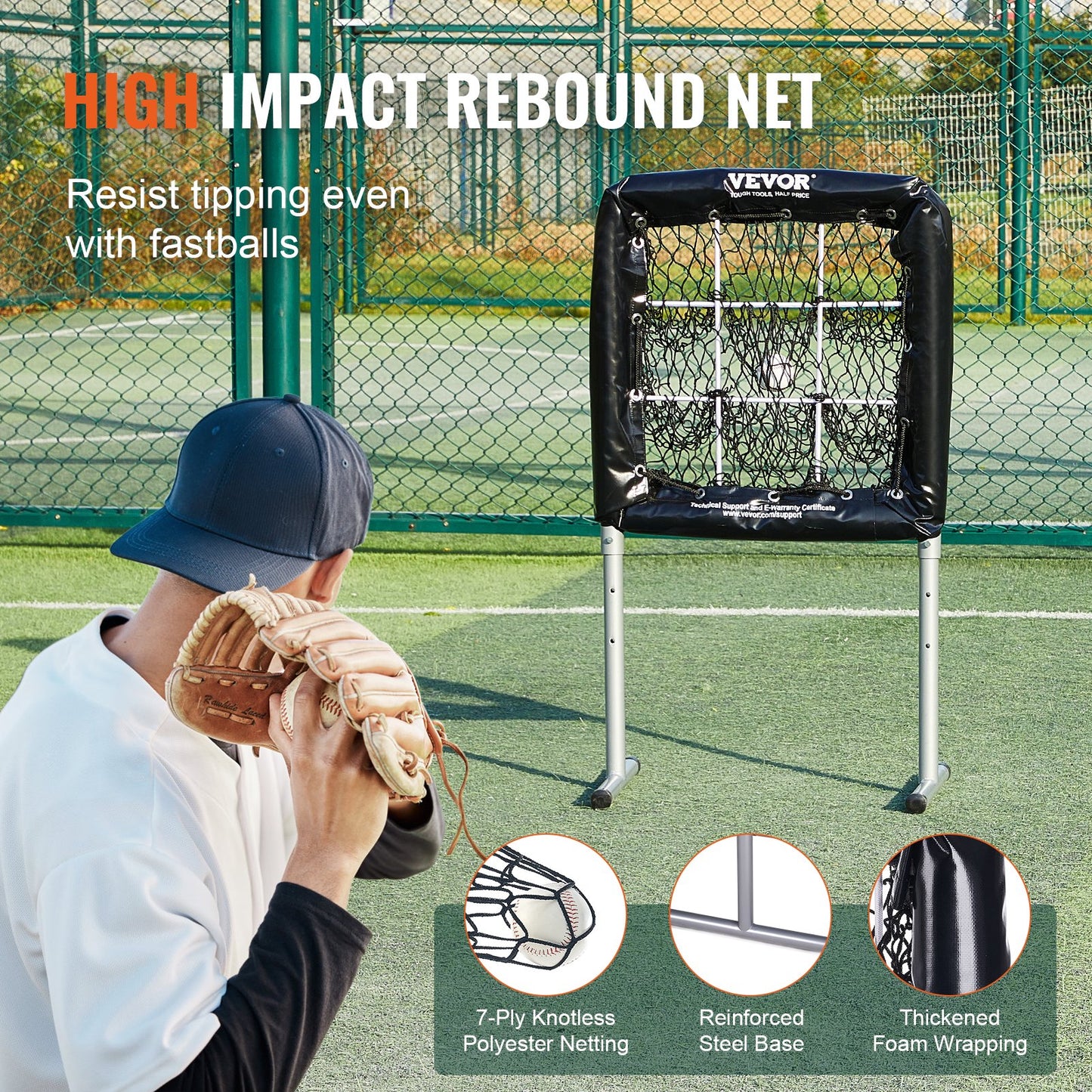 9 Hole Baseball Net, 28"x27" Softball Baseball Training Equipment for Hitting Pitching Practice, Heavy Duty Height Adjustable Trainer Aid with Strike Zone & 4 Ground Stakes, for Youth Adults