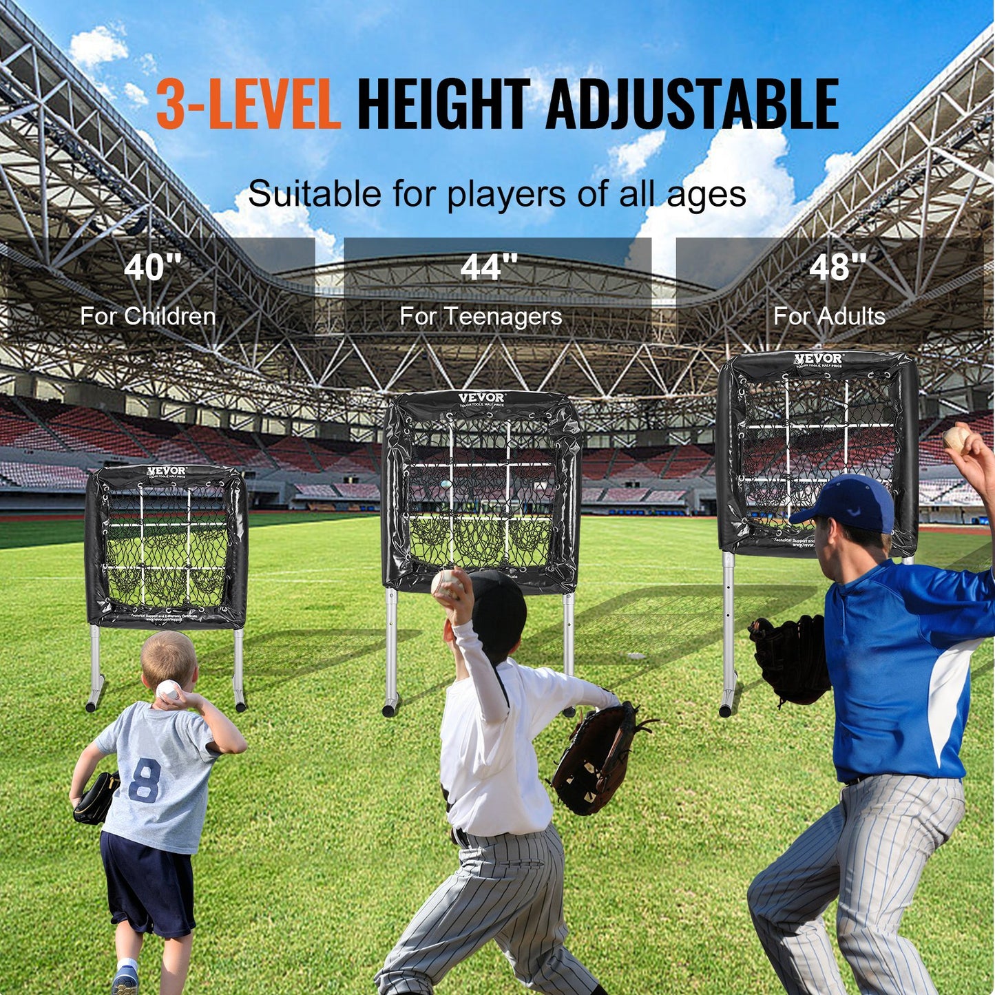 9 Hole Baseball Net, 28"x27" Softball Baseball Training Equipment for Hitting Pitching Practice, Heavy Duty Height Adjustable Trainer Aid with Strike Zone & 4 Ground Stakes, for Youth Adults
