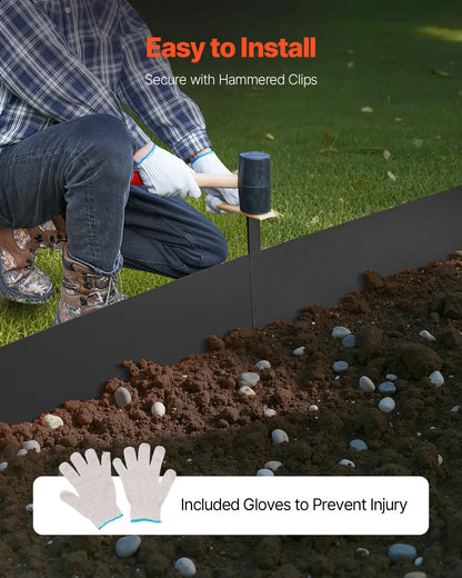 Steel Landscape Edging, 3 Packs 40 x 6 in Rust-Resistant Metal Landscape Edging, Bendable Garden Edging Border, Heavy Duty Lawn Edging, Easy-to-Install, Flower Bed Yard Pathway Divider Black