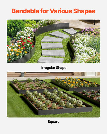 Steel Landscape Edging, 4 Packs 40 x 6 in Rust-Resistant Metal Landscape Edging, Bendable Garden Edging Border, Heavy Duty Lawn Edging, Easy-to-Install, Flower Bed Yard Pathway Divider Black
