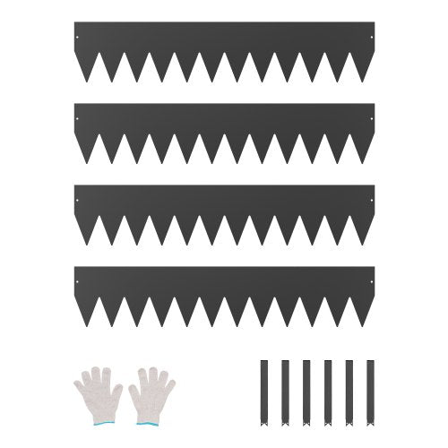 Stålkantlist, 4-pack 40 x 8 tum rostbeständig metallkantlist, böjbar trädgårdskant, kraftig gräsmatta, enkel att installera, rabattgångavdelare svart