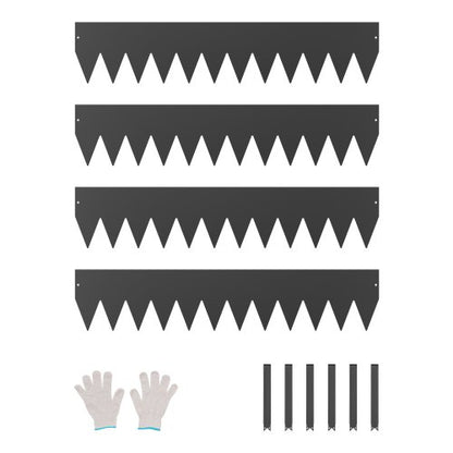 Stålkantlist, 4-pack 40 x 8 tum rostbeständig metallkantlist, böjbar trädgårdskant, kraftig gräsmatta, enkel att installera, rabattgångavdelare svart