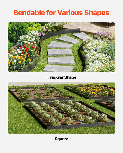 Steel Landscape Edging, 5 Packs 39 x 3 in Rust-Resistant Metal Landscape Edging, Bendable Garden Edging Border, Heavy Duty Lawn Edging, Easy-to-Install, Flower Bed Yard Pathway Divider Black