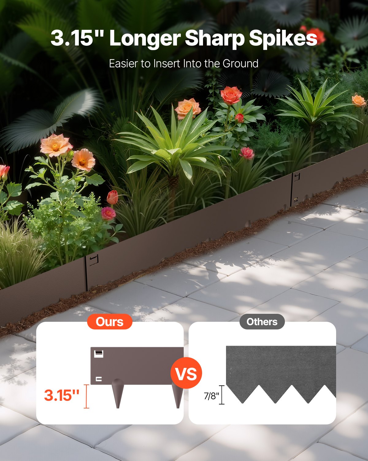Stålkantlist, 5-pack 39 x 5 tum rostbeständig metallkantlist, böjbar trädgårdskant, kraftig gräsmatta, lätt att installera, rabattgångavdelare brun