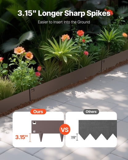 Stålkantlist, 5-pack 39 x 5 tum rostbeständig metallkantlist, böjbar trädgårdskant, kraftig gräsmatta, lätt att installera, rabattgångavdelare brun