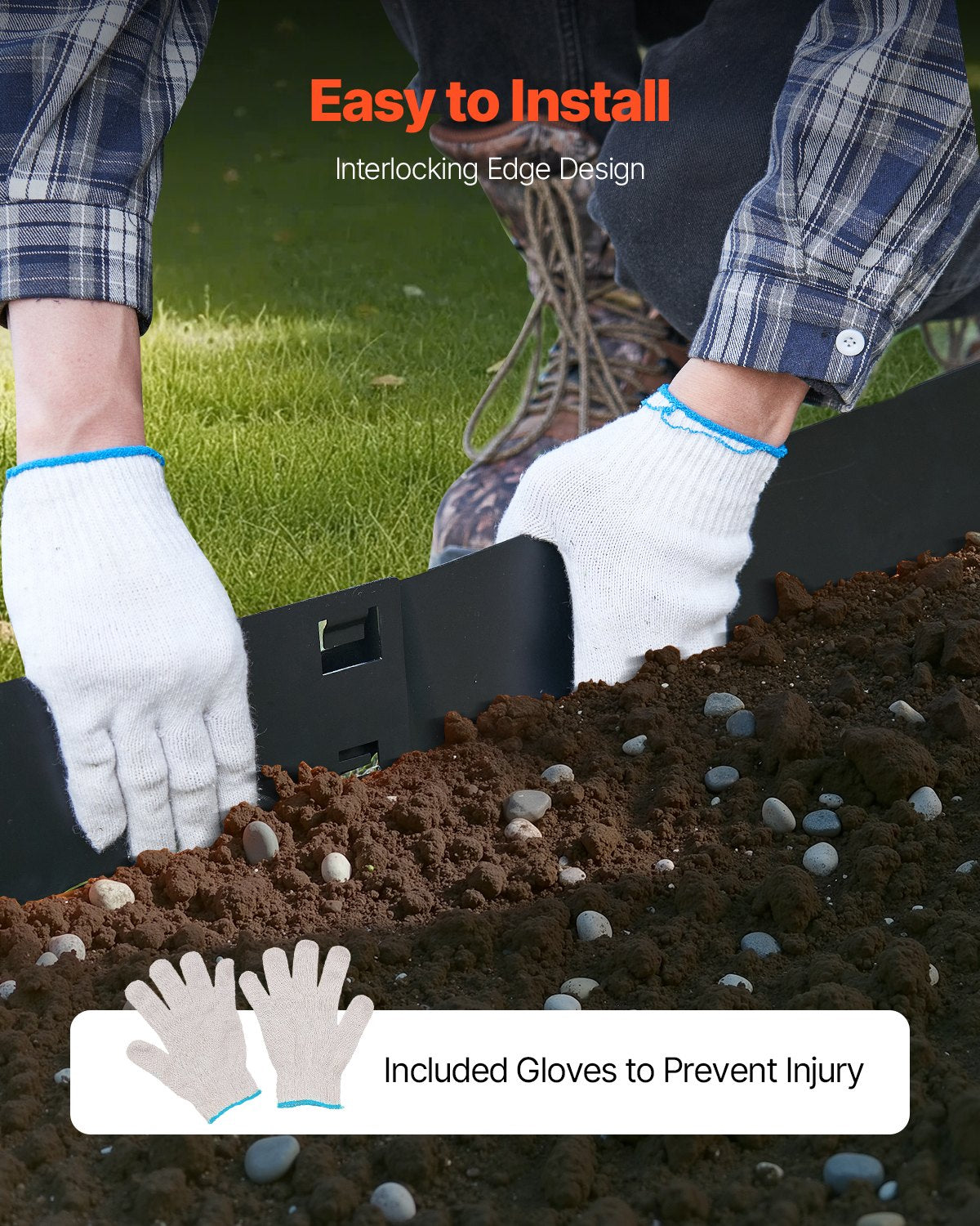 Steel Landscape Edging, 5 Packs 39 x 4 in Rust-Resistant Metal Landscape Edging, Bendable Garden Edging Border, Heavy Duty Lawn Edging, Easy-to-Install, Flower Bed Yard Pathway Divider Black