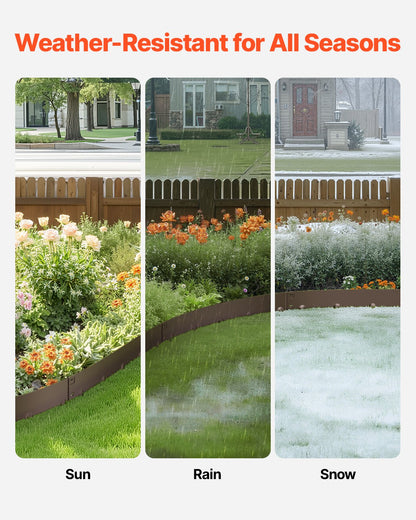 Steel Landscape Edging, 5 Packs 39 x 3 in Rust-Resistant Metal Landscape Edging, Bendable Garden Edging Border, Heavy Duty Lawn Edging, Easy-to-Install, Flower Bed Yard Pathway Divider Brown