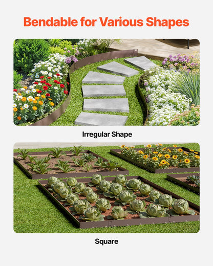 Steel Landscape Edging, 5 Packs 39 x 3 in Rust-Resistant Metal Landscape Edging, Bendable Garden Edging Border, Heavy Duty Lawn Edging, Easy-to-Install, Flower Bed Yard Pathway Divider Brown