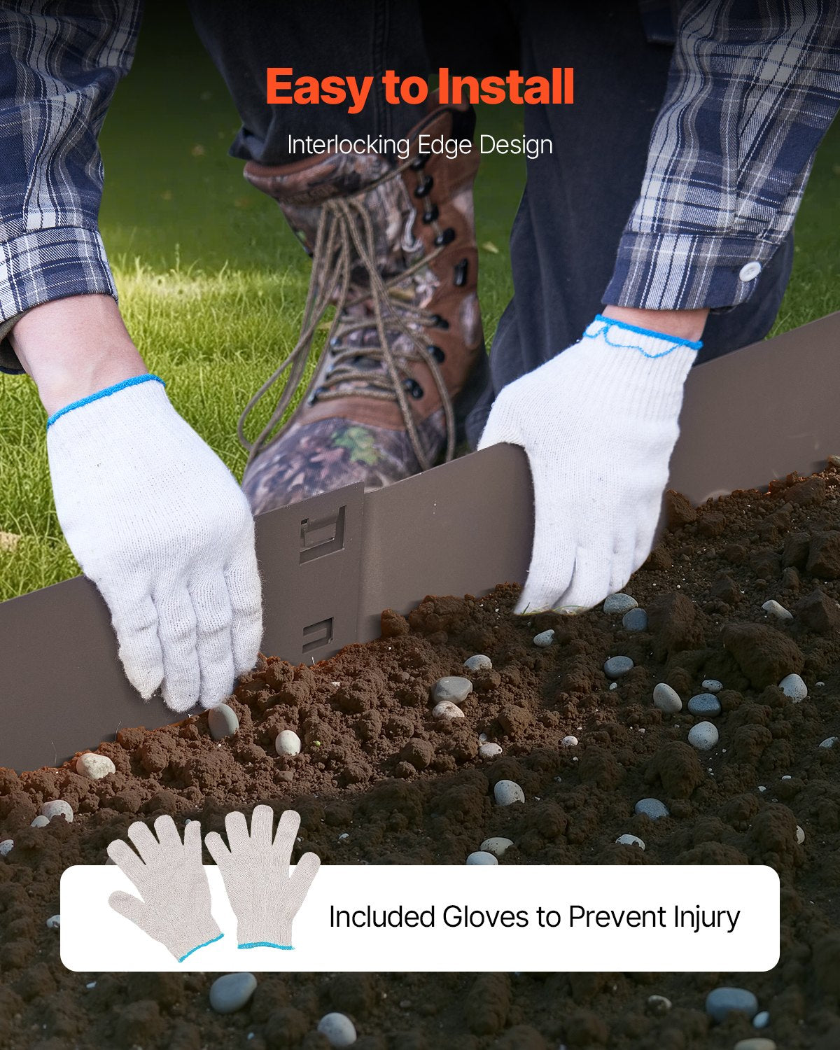 Steel Landscape Edging, 5 Packs 39 x 3 in Rust-Resistant Metal Landscape Edging, Bendable Garden Edging Border, Heavy Duty Lawn Edging, Easy-to-Install, Flower Bed Yard Pathway Divider Brown