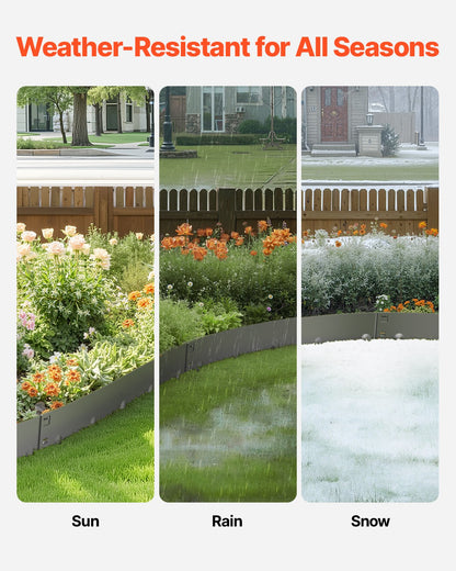 Steel Landscape Edging, 5 Packs 39 x 4 in Rust-Resistant Metal Landscape Edging, Bendable Garden Edging Border, Heavy Duty Lawn Edging, Easy-to-Install, Flower Bed Yard Pathway Divider Dark Gray