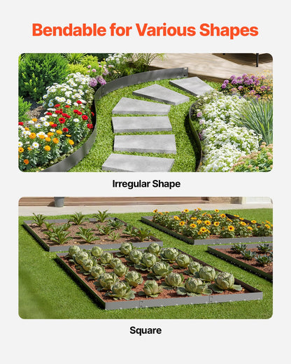 Steel Landscape Edging, 5 Packs 39 x 4 in Rust-Resistant Metal Landscape Edging, Bendable Garden Edging Border, Heavy Duty Lawn Edging, Easy-to-Install, Flower Bed Yard Pathway Divider Dark Gray
