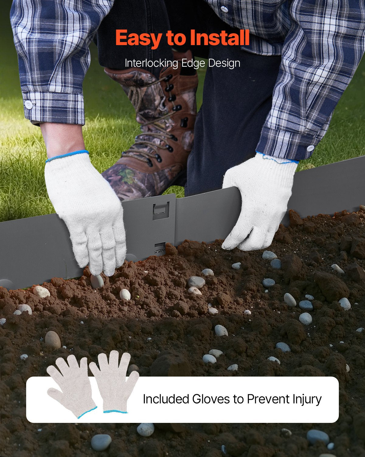 Steel Landscape Edging, 5 Packs 39 x 4 in Rust-Resistant Metal Landscape Edging, Bendable Garden Edging Border, Heavy Duty Lawn Edging, Easy-to-Install, Flower Bed Yard Pathway Divider Dark Gray