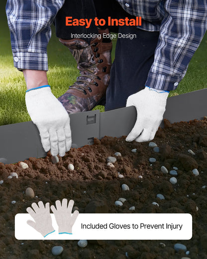 Steel Landscape Edging, 5 Packs 39 x 4 in Rust-Resistant Metal Landscape Edging, Bendable Garden Edging Border, Heavy Duty Lawn Edging, Easy-to-Install, Flower Bed Yard Pathway Divider Dark Gray