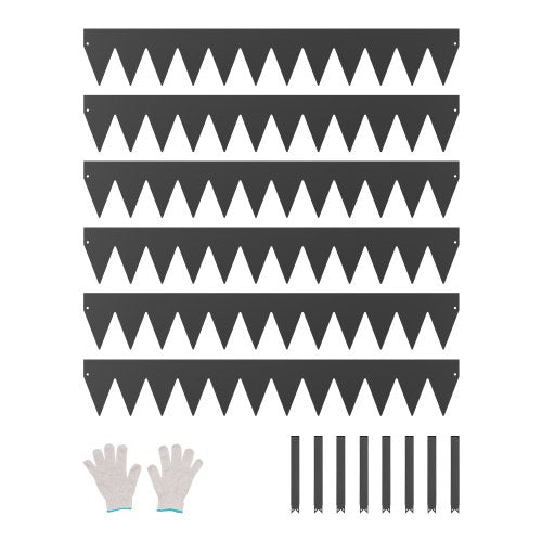 Stålkantlist, 6-pack 40 x 6 tum rostbeständig metallkantlist, böjbar trädgårdskant, kraftig gräsmatta, enkel att installera, rabattgångavdelare svart