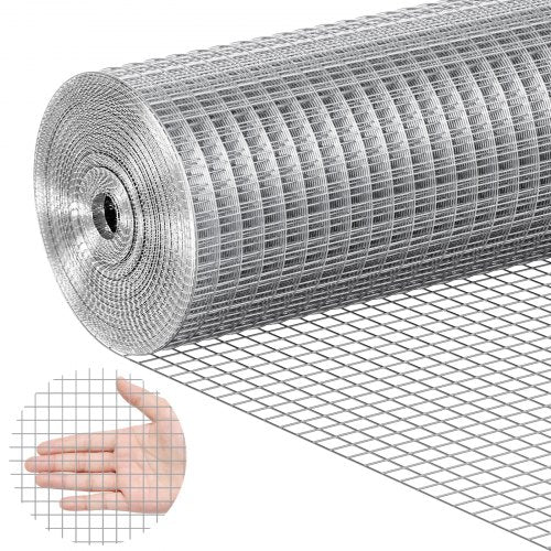 Hardware Cloth, 1/2 inch 24in x 25 ft 19 Gauge, Hot Dipped Galvanized Wire Mesh Roll, Chicken Wire Fencing, Wire Mesh for Rabbit Cages, Garden, Small Rodents