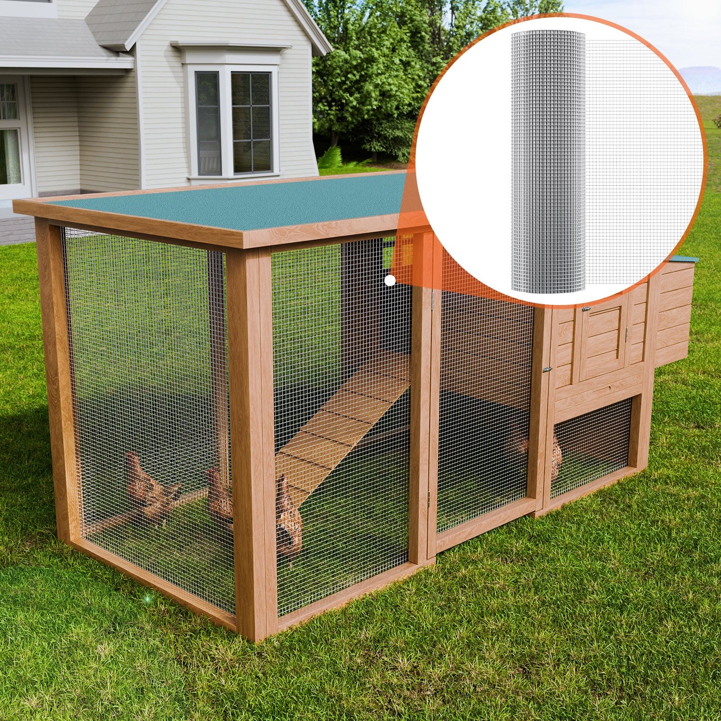 Järnvaruduk, 1/2 tum 36 tum x 100 fot 19 Gauge, varmgalvaniserad trådnätsrulle, hönsnätsstängsel, trådnät för kaninburar, trädgård, små gnagare